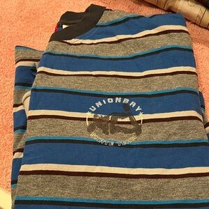 UNIONBAY Blue and Gray Striped Tee